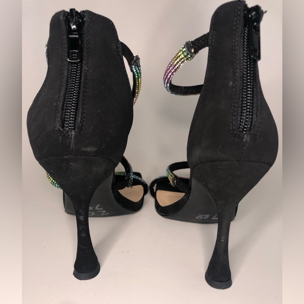 Coconuts by Matisse Open Toe Suede Rainbow Rhinestone Stiletto Heel Size 6.5 - Picture 8 of 11